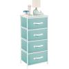 imagemDesign Tall Dresser Storage Tower Stand with 4 Removable Fabric Drawers  Steel Frame Wood Top Organizer for Bedroom Entryway Closet  Jane Collection  Turquoise BlueWhite