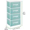 imagemDesign Tall Dresser Storage Tower Stand with 4 Removable Fabric Drawers  Steel Frame Wood Top Organizer for Bedroom Entryway Closet  Jane Collection  Turquoise BlueWhite