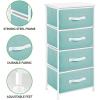 imagemDesign Tall Dresser Storage Tower Stand with 4 Removable Fabric Drawers  Steel Frame Wood Top Organizer for Bedroom Entryway Closet  Jane Collection  Turquoise BlueWhite