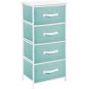 imagemDesign Tall Dresser Storage Tower Stand with 4 Removable Fabric Drawers  Steel Frame Wood Top Organizer for Bedroom Entryway Closet  Jane Collection  Turquoise BlueWhite
