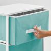 imagemDesign Tall Dresser Storage Tower Stand with 4 Removable Fabric Drawers  Steel Frame Wood Top Organizer for Bedroom Entryway Closet  Jane Collection  Turquoise BlueWhite