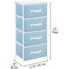 imagemDesign Tall Dresser Storage Tower Stand with 4 Removable Fabric Drawers  Steel Frame Wood Top Organizer for Bedroom Entryway Closet  Jane Collection  Carolina BlueWhite