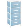 imagemDesign Tall Dresser Storage Tower Stand with 4 Removable Fabric Drawers  Steel Frame Wood Top Organizer for Bedroom Entryway Closet  Jane Collection  Carolina BlueWhite