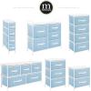 imagemDesign Tall Dresser Storage Tower Stand with 4 Removable Fabric Drawers  Steel Frame Wood Top Organizer for Bedroom Entryway Closet  Jane Collection  Carolina BlueWhite