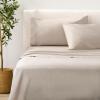 imageNate Home by Nate Berkus 200TC 100 Cotton Percale 4Piece Sheet Set  Crisp Cool and Breathable Bedding from mDesign  Queen Size  1 Flat Sheet1 Fitted Sheet2 Pillowcases Fossil Beige