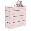 imagemDesign 353quot High Steel FrameWood Top Storage Dresser Furniture 8 Slim Fabric Drawers Large Bureau Organizer for Baby Kid Teen Bedroom Nursery Playroom Dorm Spira Collection PinkWhite