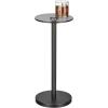 imagemDesign Glass Top SideEnd Drink Table  Small Modern Round Accent Metal Nightstand Furniture for Living Room Dorm Home Office and Bedroom  9quot Round  Smoke GrayBlack