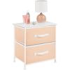 imagemDesign Small Storage Dresser EndSide Table Night Stand with 2 Removable Fabric Drawers  Organizer for Bedroom Living Room Closet  Hold Clothes Linens Accessories Jane Collection PeachWhite