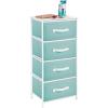 imagemDesign Tall Dresser Storage Tower Stand with 4 Removable Fabric Drawers Steel Frame Wood Top Organizer for Bedroom Entryway Closet Jane Collection Turquoise BlueWhite