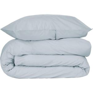 imageNate Home by Nate Berkus 200TC 2Piece Cotton Percale Duvet Cover  Crisp Cool Breathable Bedding Set from mDesign  Twin Size  1 Duvet Cover1 Pillow Sham Heron Light Blue