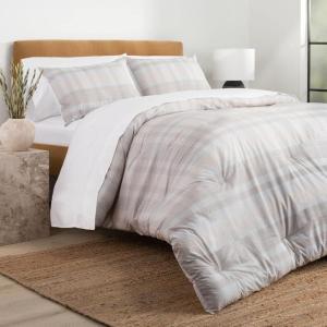 imageNate Home by Nate Berkus 250TC Glen Plaid Comforter Set  Soft Breathable AllSeason Cotton  Twin Size  from mDesign  Includes 1 Comforter 1 Pillow Sham Pearl Multi CreamBeige