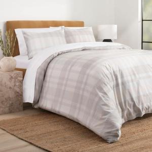 imageNate Home by Nate Berkus 250TC Glen Plaid Duvet Cover Set  AllSeason Cotton  Twin Size  from mDesign  2 Piece  Includes 1 Duvet Cover 1 Pillow Sham Pearl Multi CreamBeige