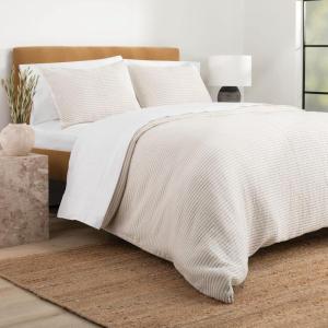 imageNate Home by Nate Berkus 2Piece Cotton Matelasse Duvet Cover Set  Lightweight Breathable Bedding from mDesign  Twin Size  Includes 1 Duvet Cover 1 Pillow Sham PearlMorel Cream