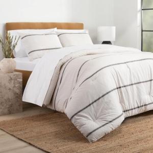 imageNate Home by Nate Berkus AllSeason Cotton Printed Shapes Comforter Set  Crisp Cool Comfortable Bedding from mDesign  Twin Size  1 Quilt1 Pillow Sham PearlNight TaupeBlack