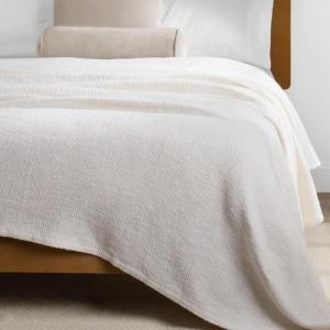 imageNate Home by Nate Berkus Lightweight 100 Cotton Basket Weave TwoTone Blanket  Breathable AllSeason Throw Decoration for Bedding from mDesign  FullQueen Snow Cream