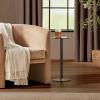 imagemDesign Glass Top SideEnd Drink Table  Tall Modern Round Accent Metal Nightstand Furniture for Living Room Dorm Home Office and Bedroom  9quot Round  Dark Smoke GrayBlack