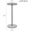 imagemDesign Glass Top SideEnd Drink Table  Tall Modern Round Accent Metal Nightstand Furniture for Living Room Dorm Home Office and Bedroom  9quot Round  Dark Smoke GrayChrome