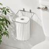 imagemDesign Metal Wire Wall Mounted Toilet Paper Tissue Roll Holder Organizer for Bathroom Storage Organization  Holds 2 Rolls of Toilet Tissue Chrome