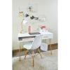 imagemDesign MetalWood Modern Computer Table With Drawer  Minimalist Desk With Storage Cubby and Hairpin Legs  Small Work Surface for Home Office Study  WhiteSoft Brass