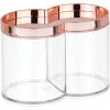 imagemDesign Plastic Canister Jar Organizer Set with Storage Lid  Home Decor Holder for BathroomRestroom Vanity Countertop Cabinet  Holds Cotton Balls Soap  Lumiere Collection  ClearRose GoldClearRose Gold