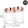 imagemDesign Plastic Canister Jar Organizer Set with Storage Lid  Home Decor Holder for BathroomRestroom Vanity Countertop Cabinet  Holds Cotton Balls Soap  Lumiere Collection  ClearRose GoldClearRose Gold