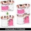 imagemDesign Plastic Canister Jar Organizer Set with Storage Lid  Home Decor Holder for BathroomRestroom Vanity Countertop Cabinet  Holds Cotton Balls Soap  Lumiere Collection  ClearRose GoldClearRose Gold