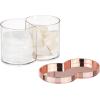 imagemDesign Plastic Canister Jar Organizer Set with Storage Lid  Home Decor Holder for BathroomRestroom Vanity Countertop Cabinet  Holds Cotton Balls Soap  Lumiere Collection  ClearRose GoldClearRose Gold