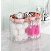 imagemDesign Plastic Canister Jar Organizer Set with Storage Lid  Home Decor Holder for BathroomRestroom Vanity Countertop Cabinet  Holds Cotton Balls Soap  Lumiere Collection  ClearRose GoldClearRose Gold