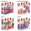 imagemDesign Plastic Canister Jar Organizer Set with Storage Lid  Home Decor Holder for BathroomRestroom Vanity Countertop Cabinet  Holds Cotton Balls Soap  Lumiere Collection  ClearRose GoldClearRose Gold