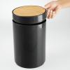 imagemDesign Plastic Round Trash Can Small Wastebasket  Garbage Bin Container with SwingClose Lid  Bathroom Garbage Basket  Holds Waste Recycling  13 Gallon  Basa Collection  BlackNaturalNaturalBlack