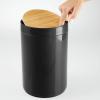 imagemDesign Plastic Round Trash Can Small Wastebasket  Garbage Bin Container with SwingClose Lid  Bathroom Garbage Basket  Holds Waste Recycling  13 Gallon  Basa Collection  BlackNaturalNaturalBlack