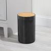 imagemDesign Plastic Round Trash Can Small Wastebasket  Garbage Bin Container with SwingClose Lid  Bathroom Garbage Basket  Holds Waste Recycling  13 Gallon  Basa Collection  BlackNaturalNaturalBlack