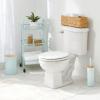 imagemDesign Plastic Round Trash Can Small Wastebasket  Garbage Bin Container with SwingClose Lid  Bathroom Garbage Basket  Holds Waste Recycling  13 Gallon  Basa Collection  BlackNaturalMint GreenNatural