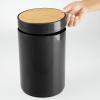 imagemDesign Plastic Round Trash Can Small Wastebasket  Garbage Bin Container with SwingClose Lid  Bathroom Garbage Basket  Holds Waste Recycling  13 Gallon  Basa Collection  BlackNaturalNaturalBlack