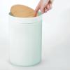 imagemDesign Plastic Round Trash Can Small Wastebasket  Garbage Bin Container with SwingClose Lid  Bathroom Garbage Basket  Holds Waste Recycling  13 Gallon  Basa Collection  BlackNaturalMint GreenNatural