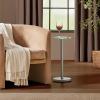 imagemDesign Side Table  Glass Top Nightstand for Bedrooms and Living Rooms  Living Room Table for Lamps and Other Dcor  ClearChromeChromeChrome Border