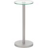 imagemDesign Side Table  Glass Top Nightstand for Bedrooms and Living Rooms  Living Room Table for Lamps and Other Dcor  ClearChromeChromeChrome Border
