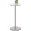 imagemDesign Side Table  Glass Top Nightstand for Bedrooms and Living Rooms  Living Room Table for Lamps and Other Dcor  ClearChromeChromeChrome Border