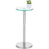 imagemDesign Side Table  Glass Top Nightstand for Bedrooms and Living Rooms  Living Room Table for Lamps and Other Dcor  ClearChromeChromeClear