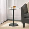 imagemDesign Side Table  Glass Top Nightstand for Bedrooms and Living Rooms  Living Room Table for Lamps and Other Dcor  ClearChromeClear Matte Black