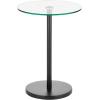 imagemDesign Side Table  Glass Top Nightstand for Bedrooms and Living Rooms  Living Room Table for Lamps and Other Dcor  ClearChromeClear Matte Black