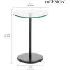 imagemDesign Side Table  Glass Top Nightstand for Bedrooms and Living Rooms  Living Room Table for Lamps and Other Dcor  ClearChromeClear Matte Black