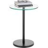 imagemDesign Side Table  Glass Top Nightstand for Bedrooms and Living Rooms  Living Room Table for Lamps and Other Dcor  ClearChromeClear Matte Black