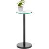 imagemDesign Side Table  Glass Top Nightstand for Bedrooms and Living Rooms  Living Room Table for Lamps and Other Dcor  ClearChromeClearBlack Matte