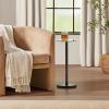 imagemDesign Side Table  Glass Top Nightstand for Bedrooms and Living Rooms  Living Room Table for Lamps and Other Dcor  ClearChromeClearBlack Matte