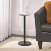 imagemDesign Side Table  Glass Top Nightstand for Bedrooms and Living Rooms  Living Room Table for Lamps and Other Dcor  ClearChromeClearBlack Matte