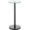 imagemDesign Side Table  Glass Top Nightstand for Bedrooms and Living Rooms  Living Room Table for Lamps and Other Dcor  ClearChromeClearBlack Matte