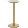 imagemDesign Side Table  Glass Top Nightstand for Bedrooms and Living Rooms  Living Room Table for Lamps and Other Dcor  ClearChromeSoft BrassGeo Soft Brass
