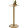 imagemDesign Side Table  Glass Top Nightstand for Bedrooms and Living Rooms  Living Room Table for Lamps and Other Dcor  ClearChromeSoft BrassGeo Soft Brass