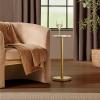imagemDesign Side Table  Glass Top Nightstand for Bedrooms and Living Rooms  Living Room Table for Lamps and Other Dcor  ClearChromeSoft BrassGeo Soft Brass